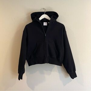 Aritzia Cozy Sweatfleece Boyfriend Boxy Zip Hoodie Size XS Black
